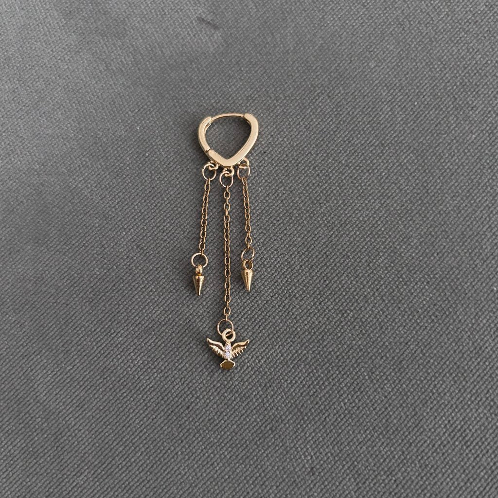 עגילי גולדי| עגילי חישוק קטנים עם שרשרת ותליונים - ARIO by Shlomit Berdah