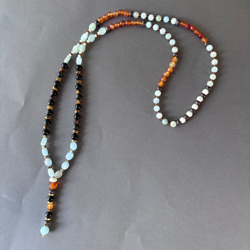 שרשרת מאלה אקווה | שרשרת אבנים ארוכה לגבר- ARIO By Shlomit Berdah