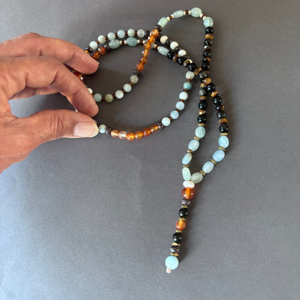 שרשרת אבנים ארוכה לאישה|שרשרת קרנליאן בלו- ARIO By Shlomit Berdah