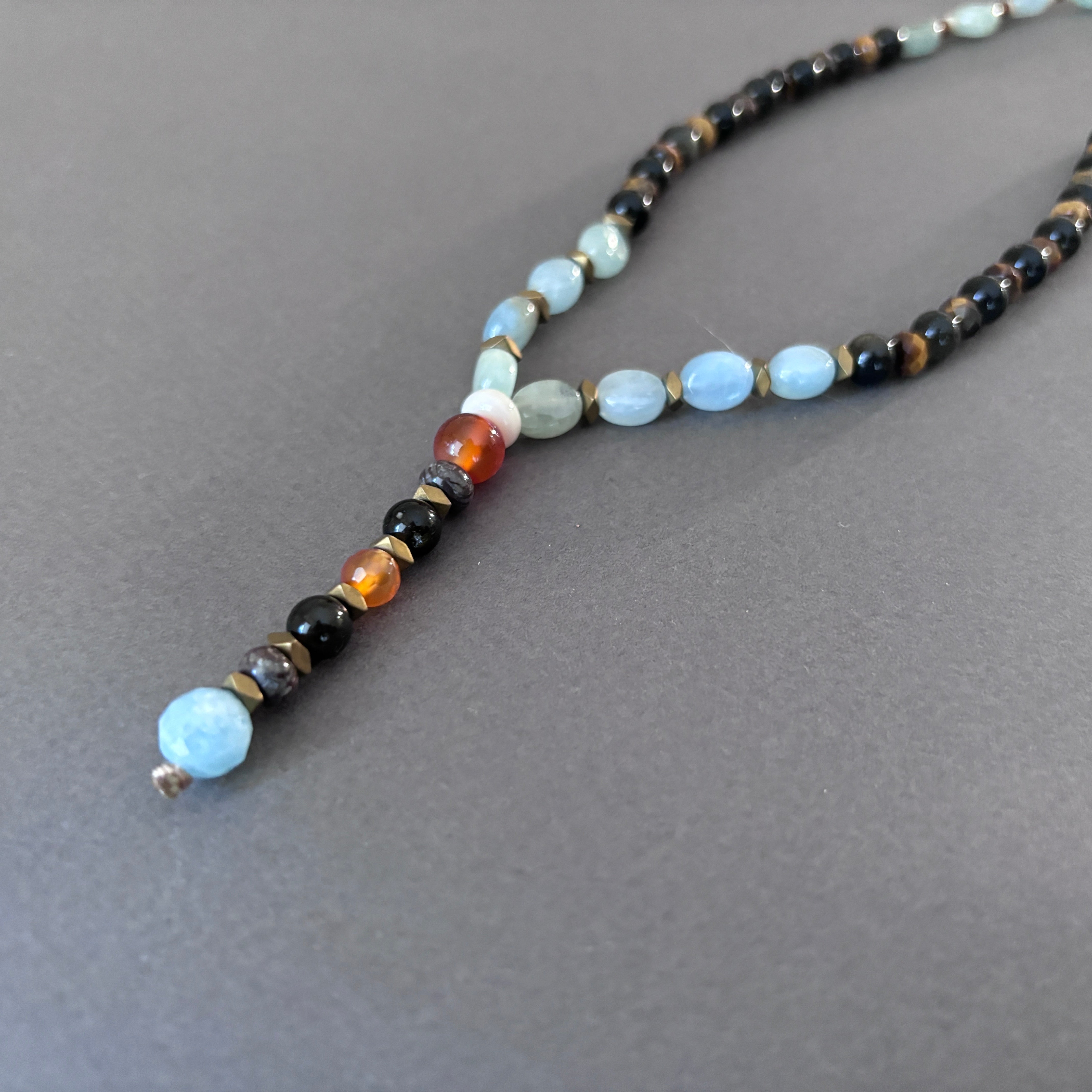 שרשרת אבנים ארוכה לאישה|שרשרת קרנליאן בלו- ARIO By Shlomit Berdah