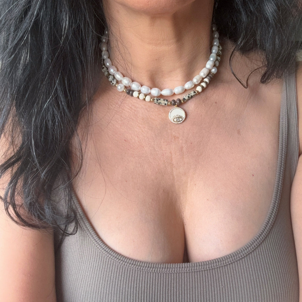 שרשרת עיוני בשילוב שרשרת פנינים