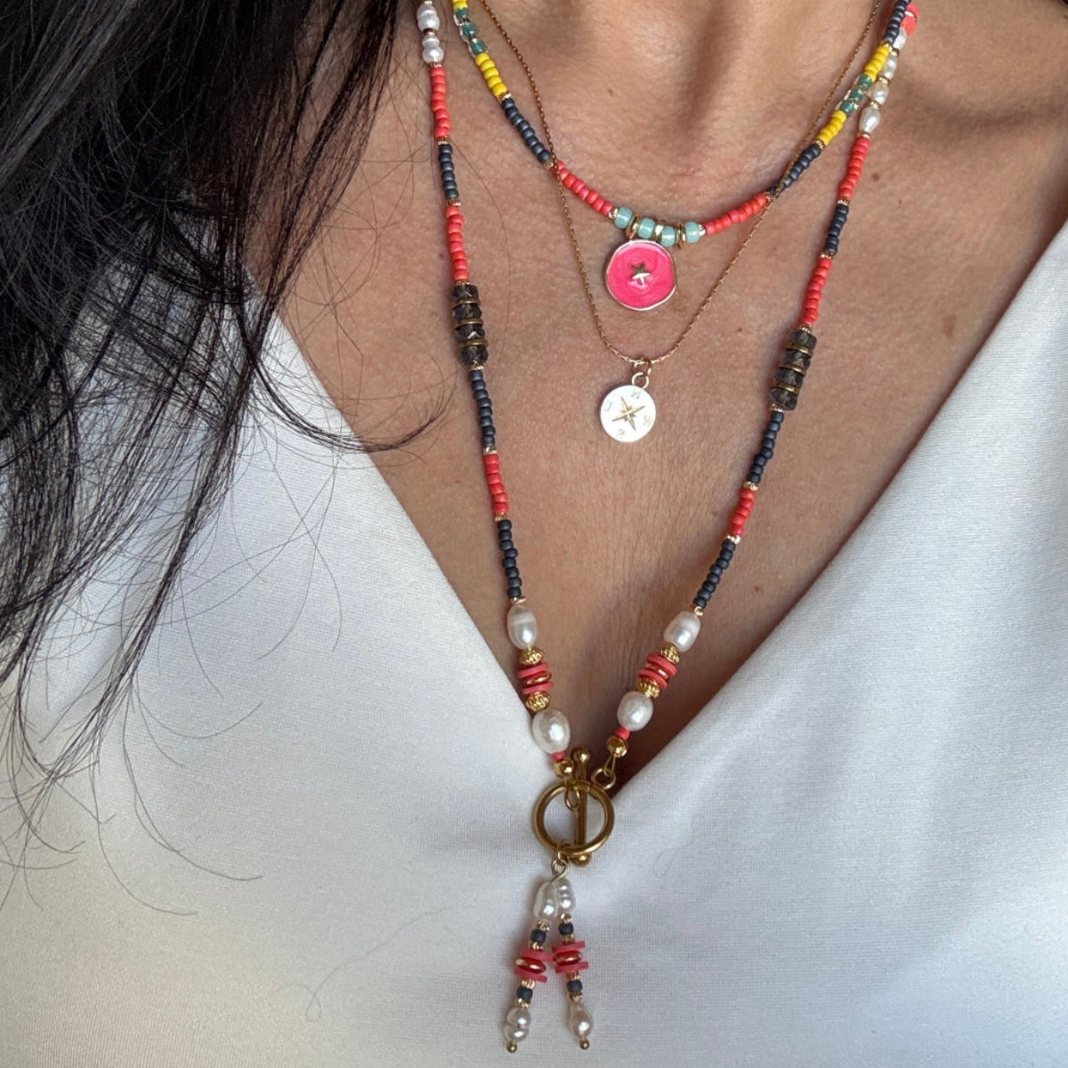 קיץ צבעוני | סט 3 שרשראות בשכבות- ARIO by Shlomit Berdah