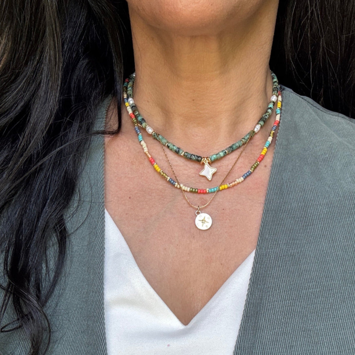 חופש צבעוני | סט 3 שרשראות בשכבות - ARIO By Shlomit Berdah