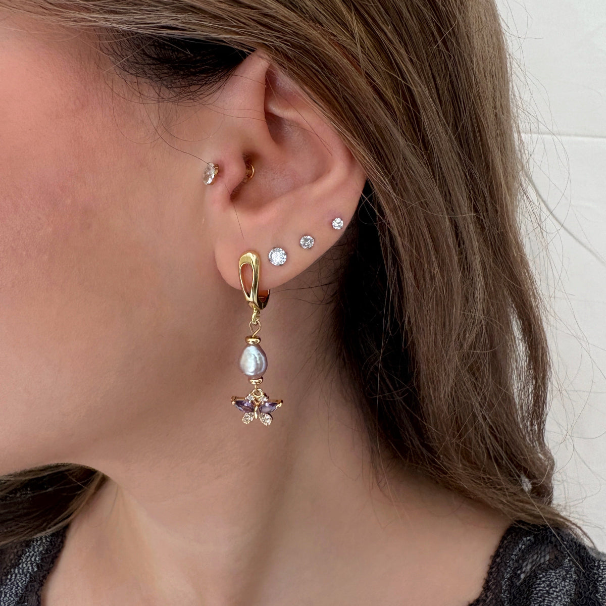 עגילי פרפר סגול - ARIO by Shlomit Berdah