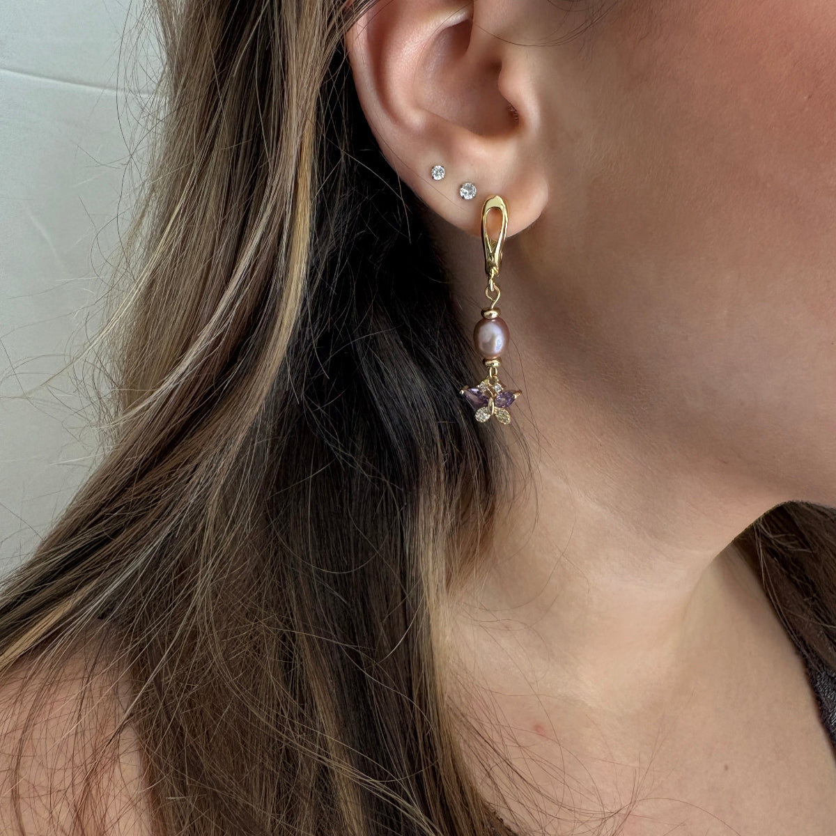 עגילי פרפר סגול - ARIO by Shlomit Berdah